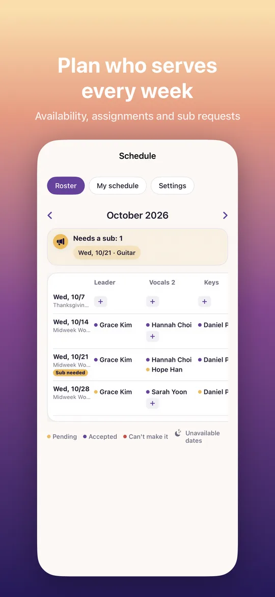Serving schedule